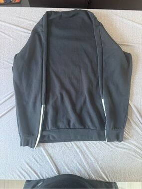 adidas Black Crewneck Sweater with White Stripe Accents